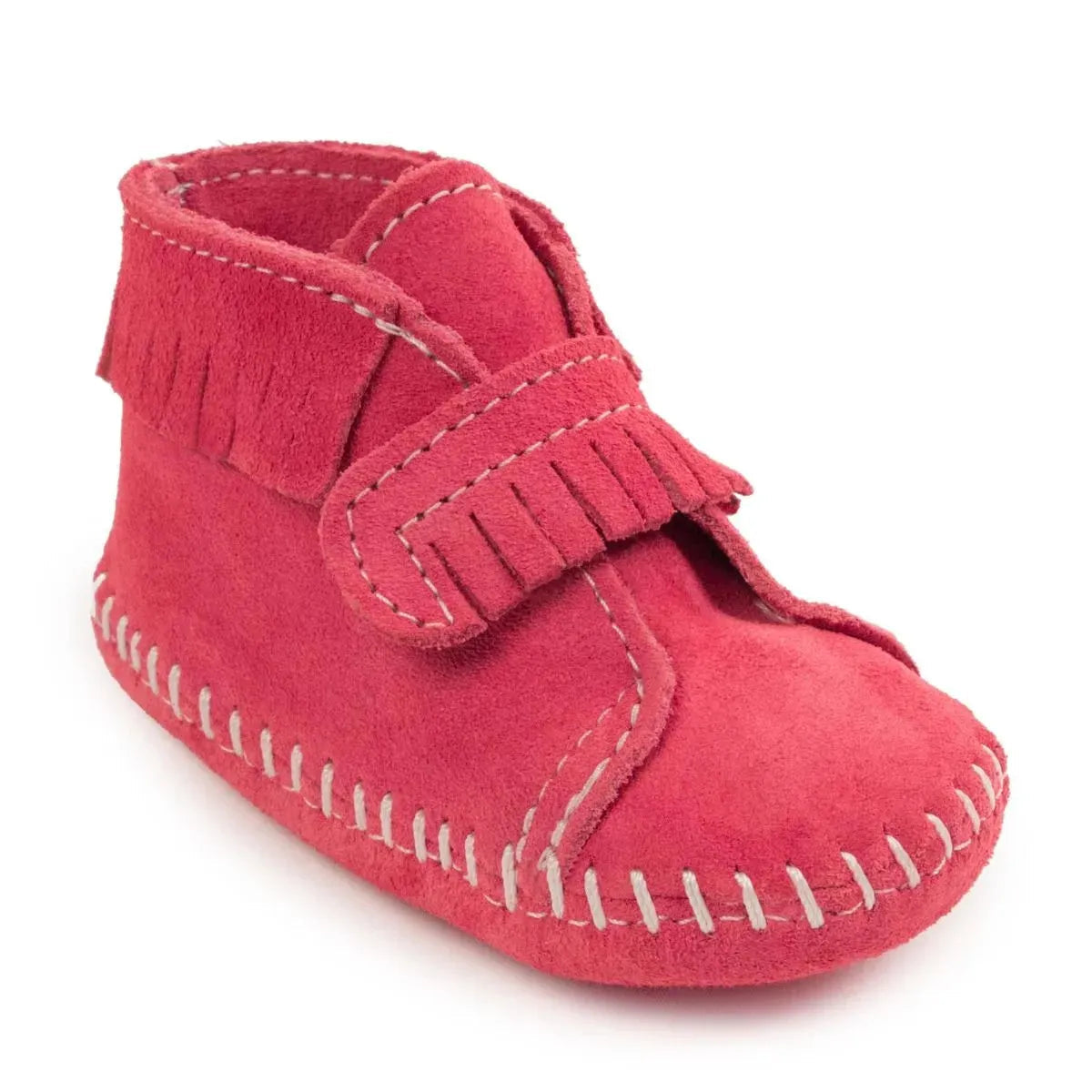 Minnetonka | Infants Velcro Front Strap Bootie Moccs - Pink & Brown