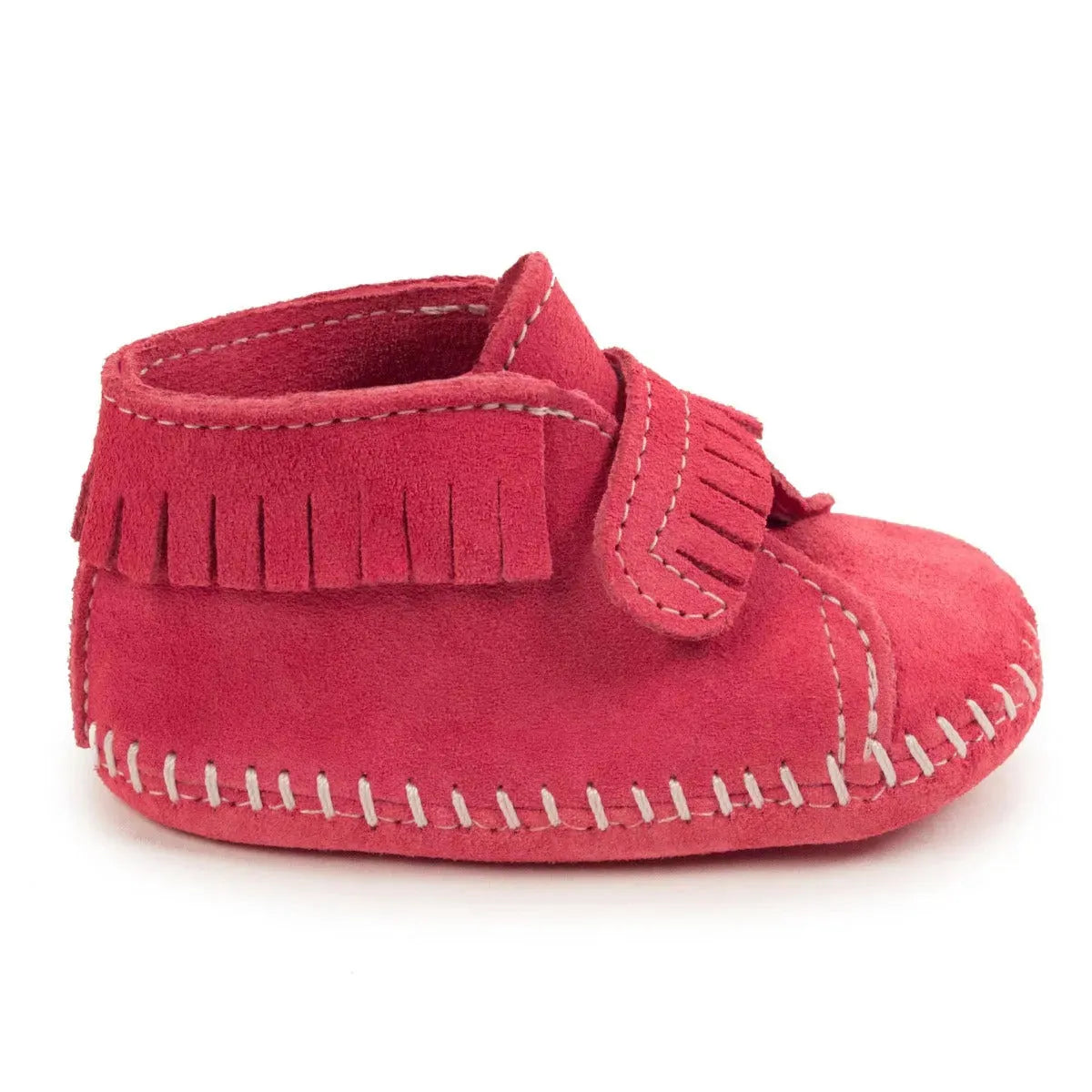 Minnetonka | Infants Velcro Front Strap Bootie Moccs - Pink & Brown