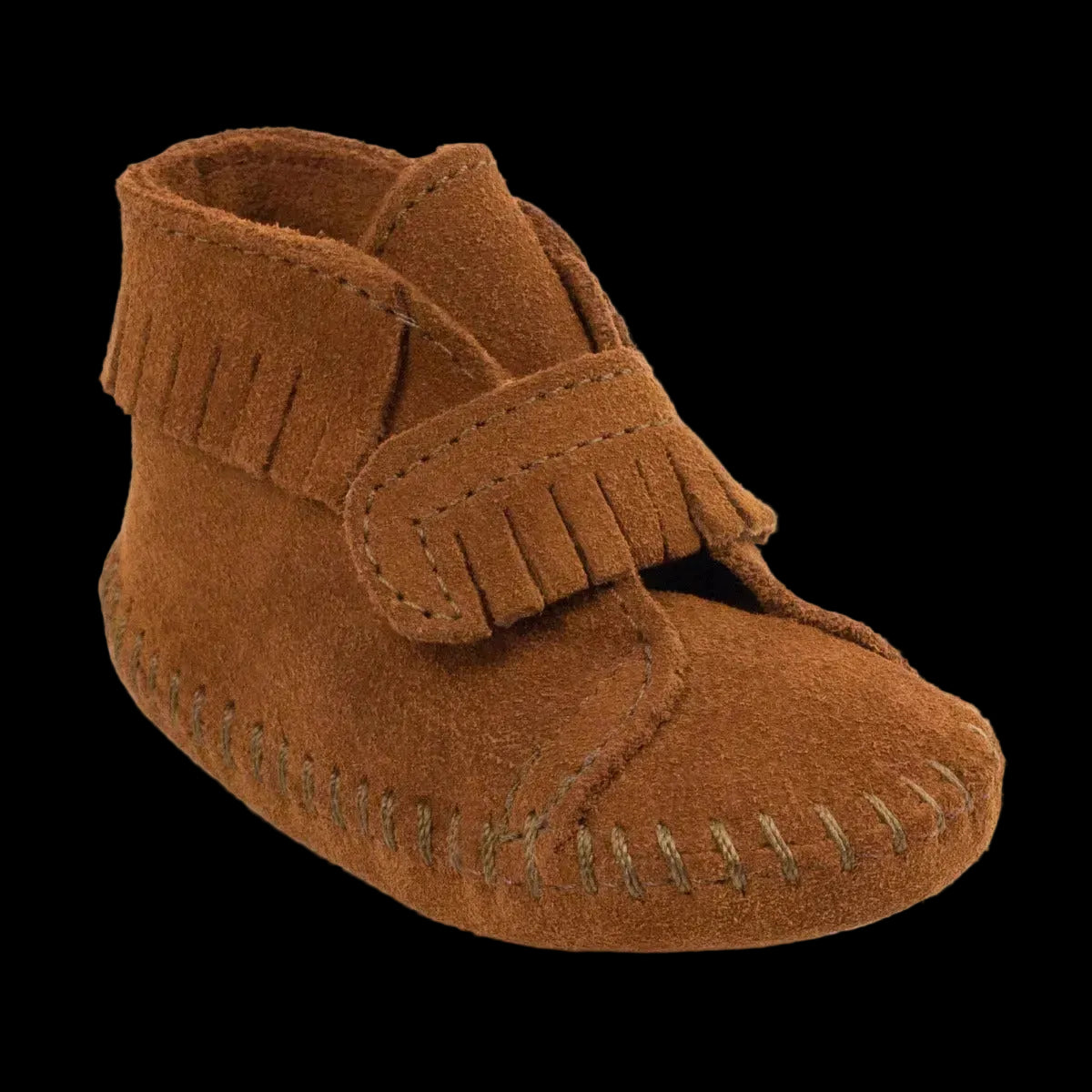 Minnetonka | Infants Velcro Front Strap Bootie Moccs - Pink & Brown