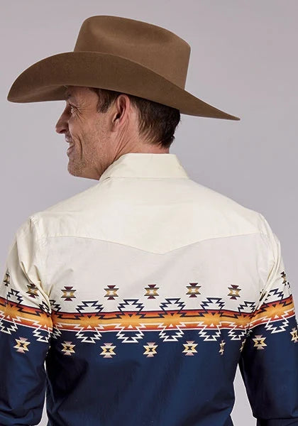 Roper 3056 Ombre Aztec (Navy) - Men's Western Shirt