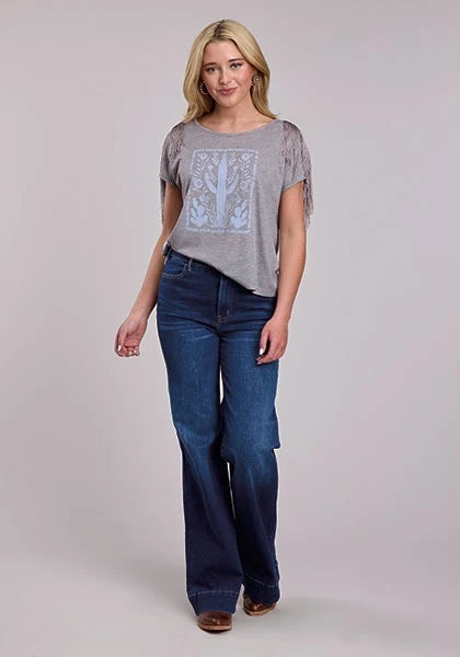 Roper 2866 Fringe Trim (Grey) - Women's T-Shirt