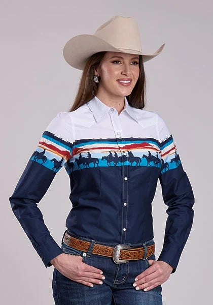 Roper 2847 Sunset Border (Blue) - Women's Western Shirt