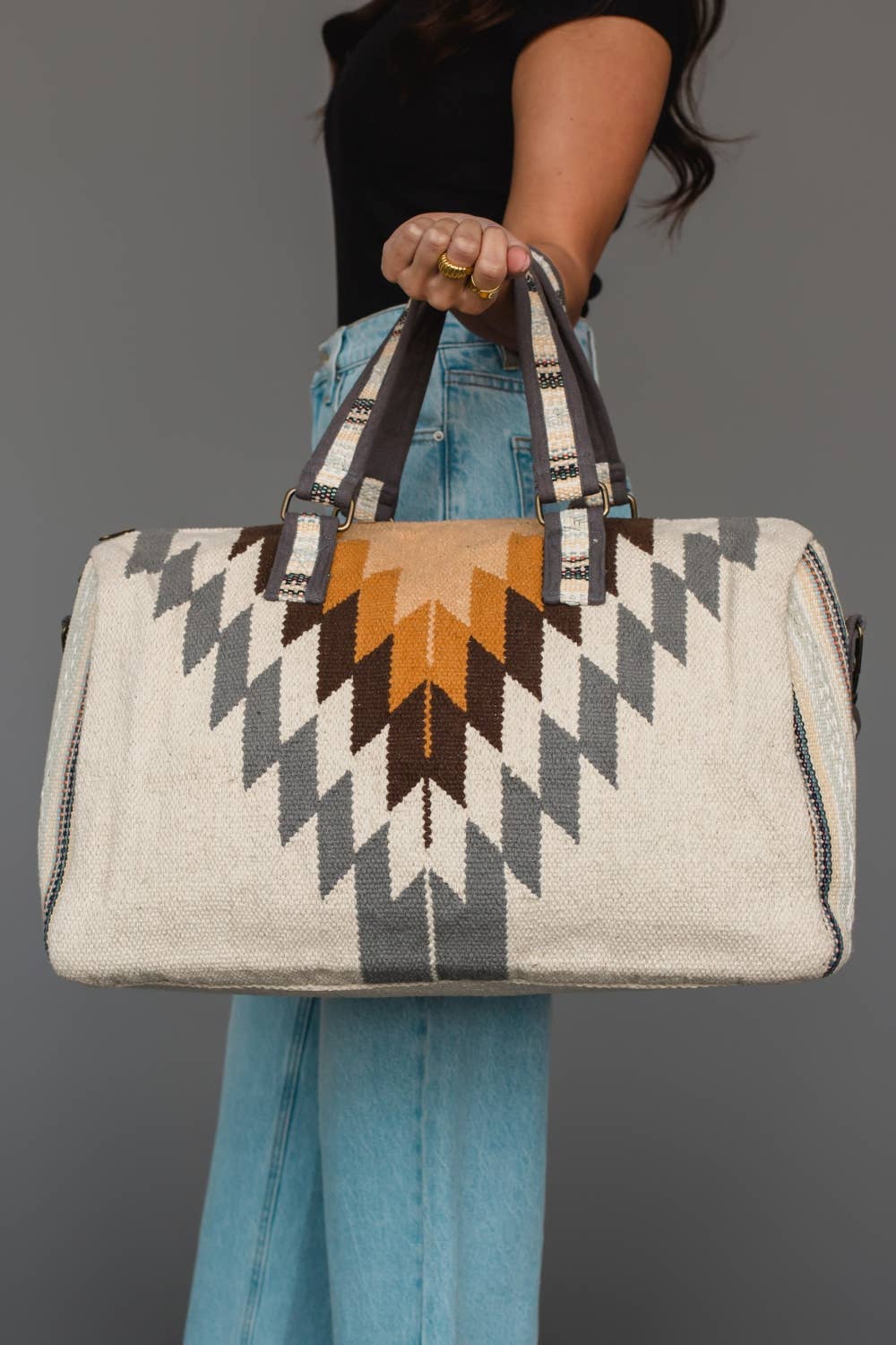 White, Gray & Camel Western Duffel