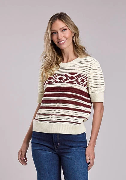 Stetson 2950 Wine Crochet (Cream) - Women's Sweater