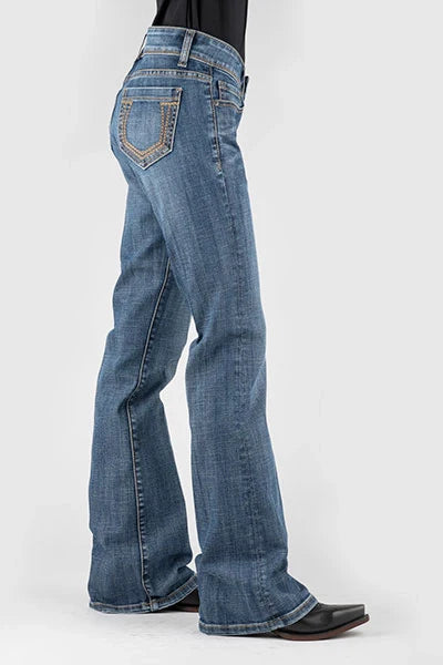 Stetson | 816 Classic Stretch Boot Cut Horseshoe Pocket (Medium Wash)
