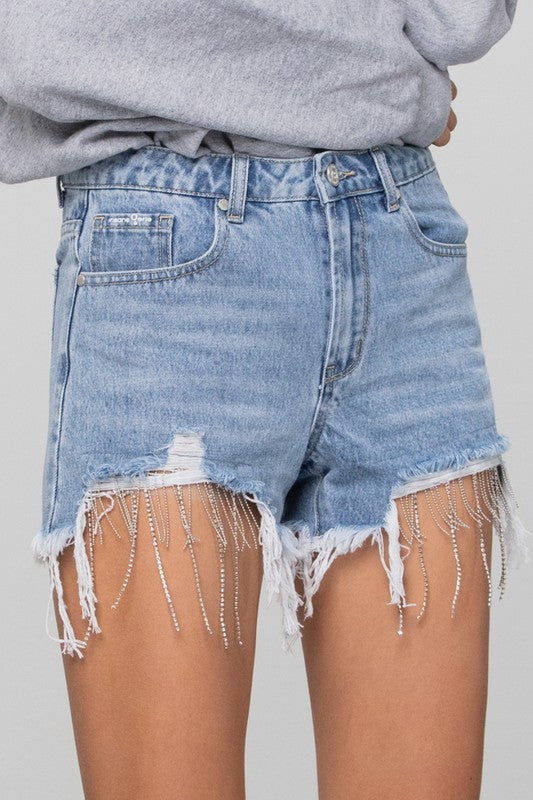 The Willow Rhinestone Denim Shorts