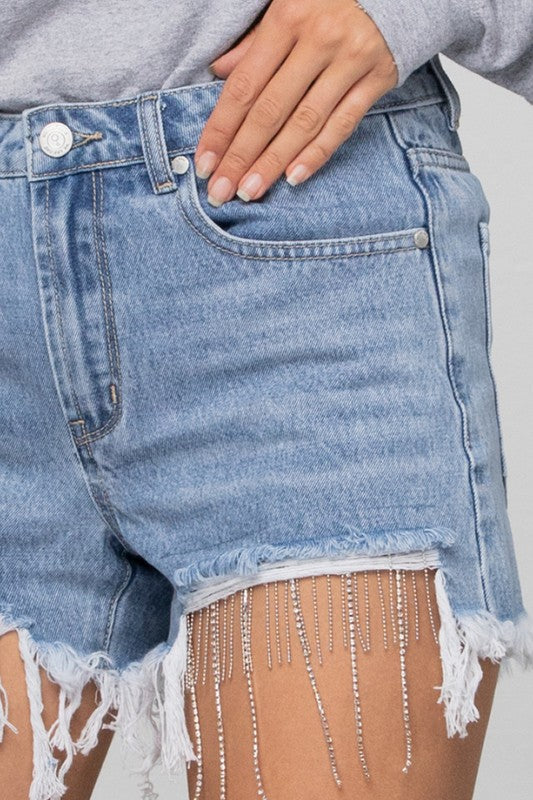 The Willow Rhinestone Denim Shorts