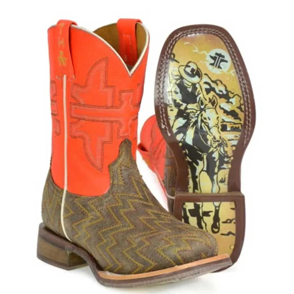 Tin Haul | Neon Thunder / Desert Rider Sole Little & Big Kids Cowboy Boot