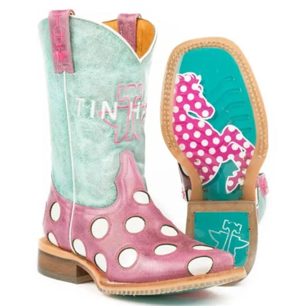 Tin Haul | Little Miss Dotty / Horse A Dot Sole Little/Big Kids Cowgirl Boot