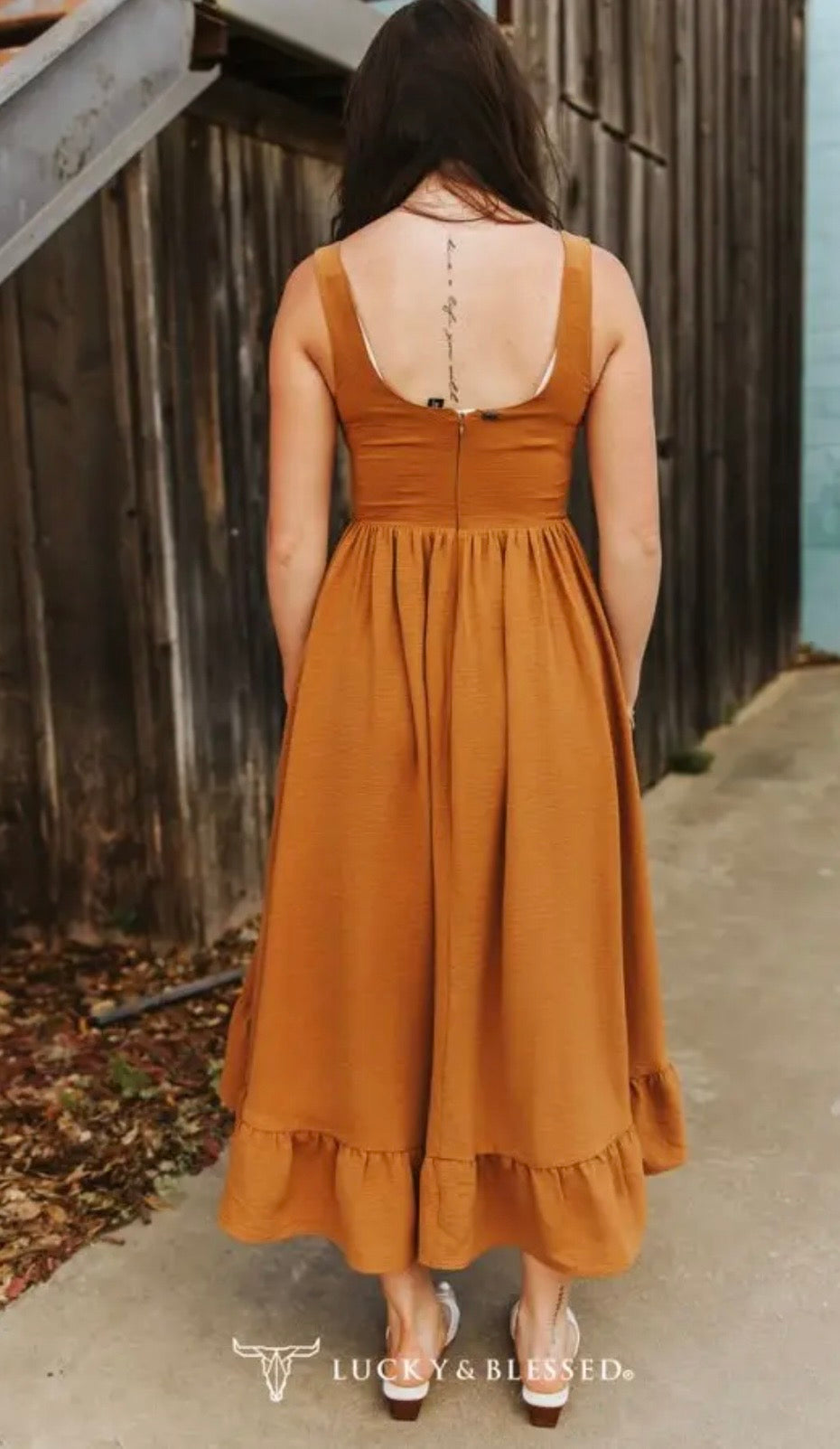 The Dusty Trail Smocked Midi Dress
