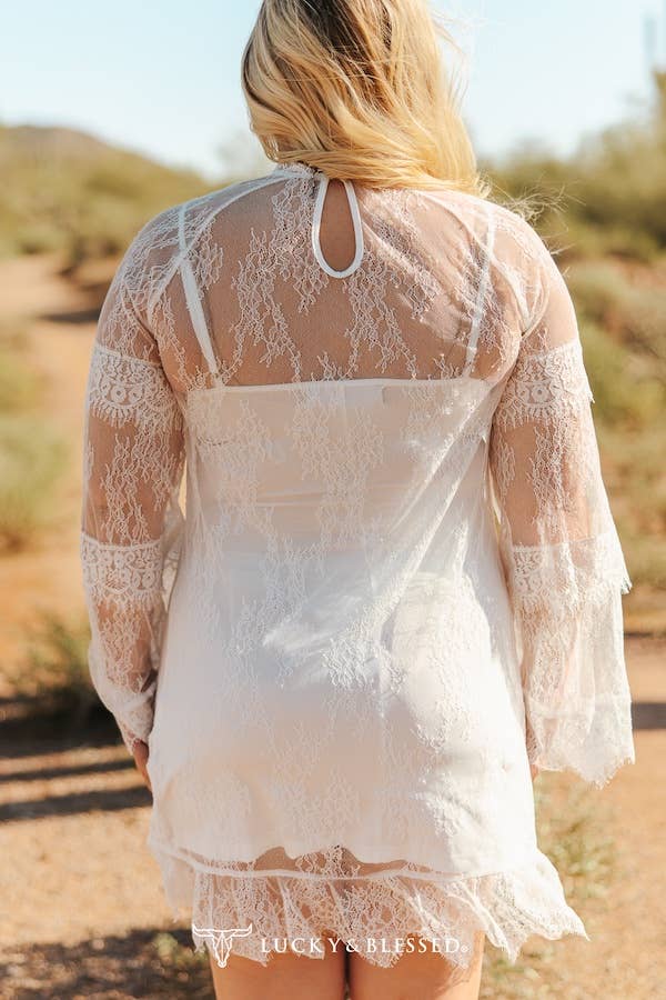 The Lacey IvoryMock Neck Mini Dress