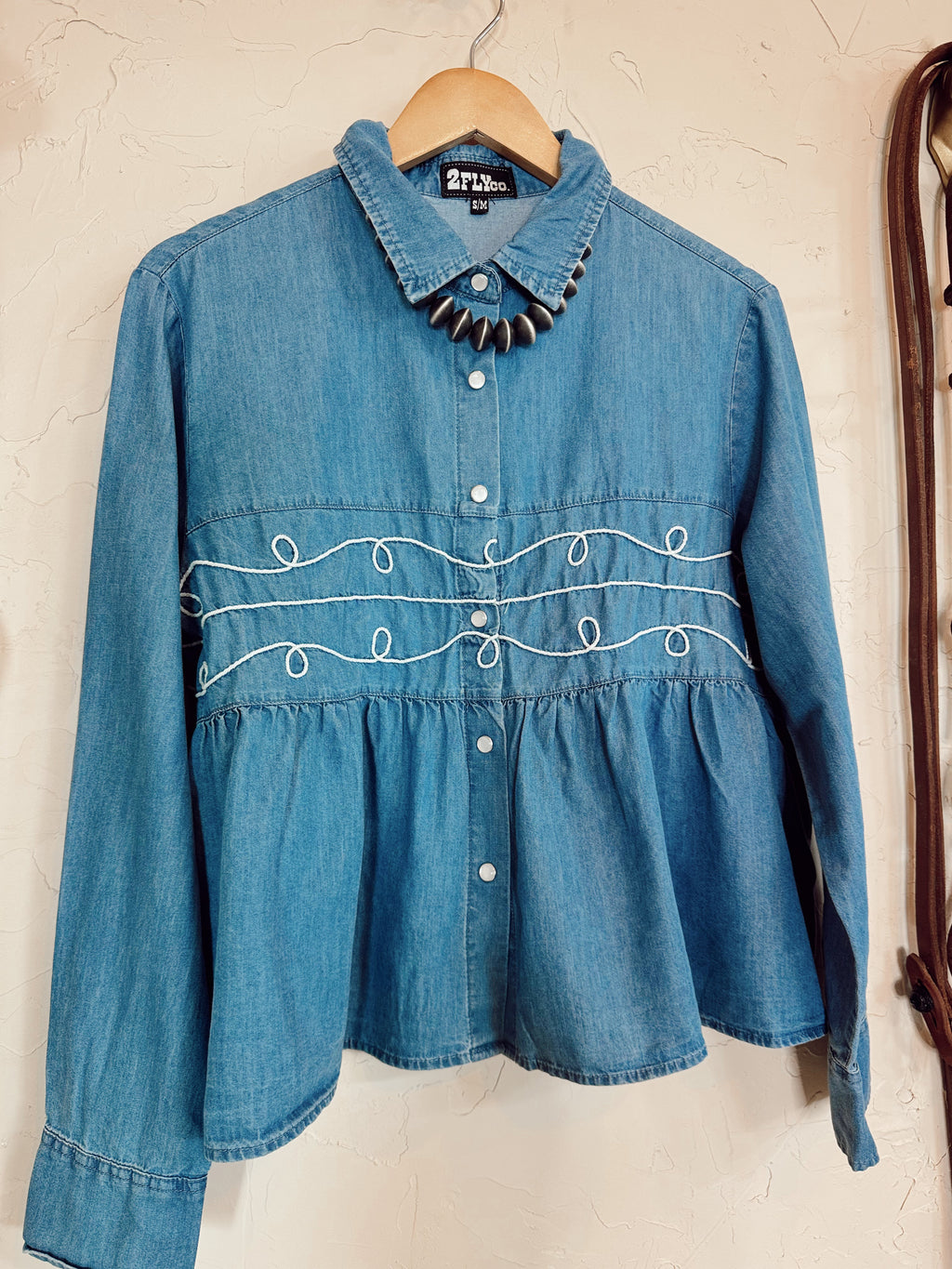 The Loopty Lou Long Sleeve Denim Top **L/XL