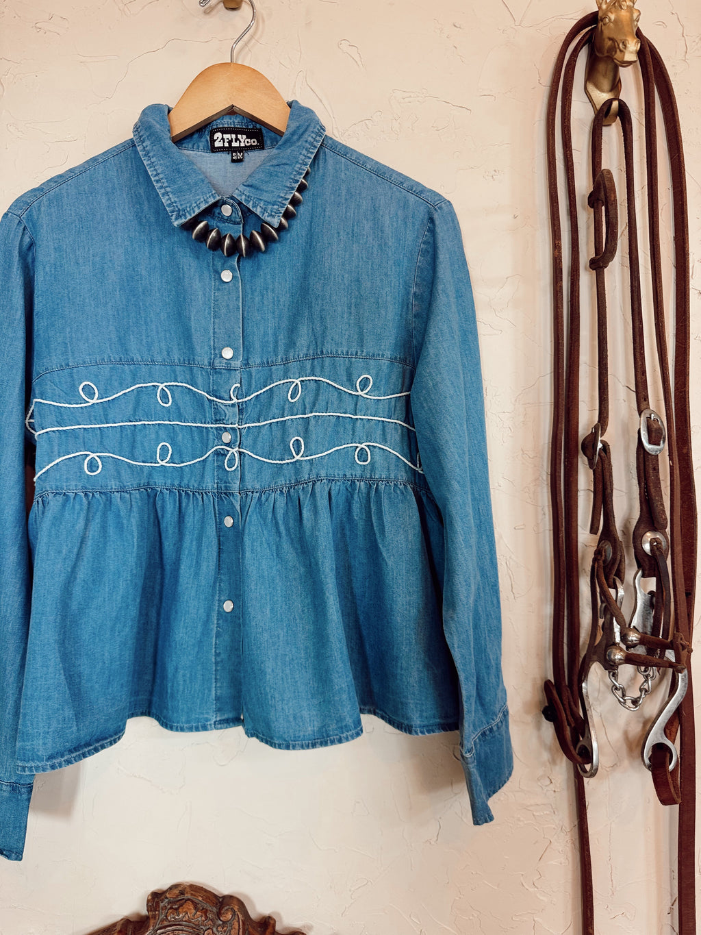 The Loopty Lou Long Sleeve Denim Top **L/XL