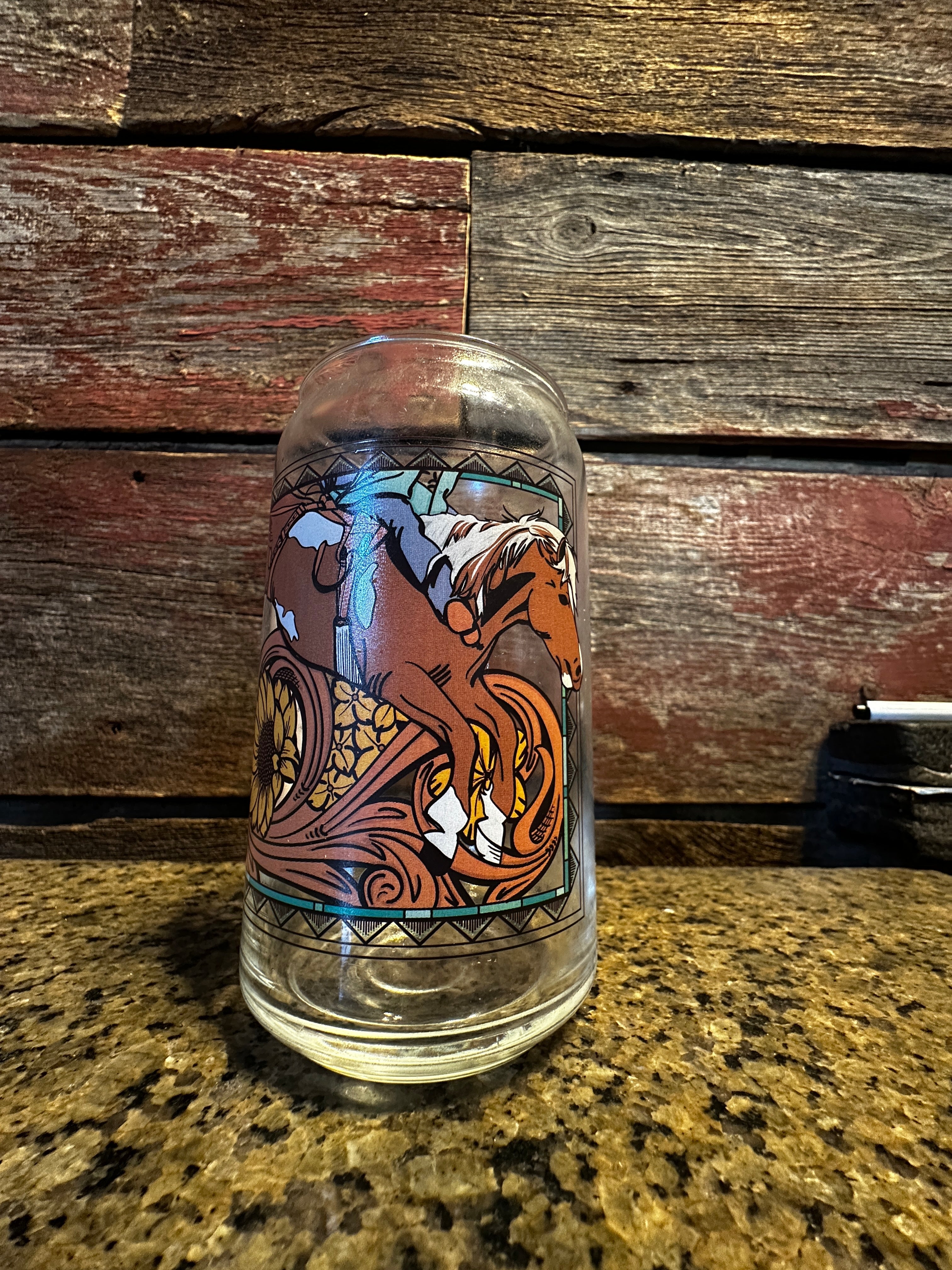 Glass Can Cup - Bareback Horse