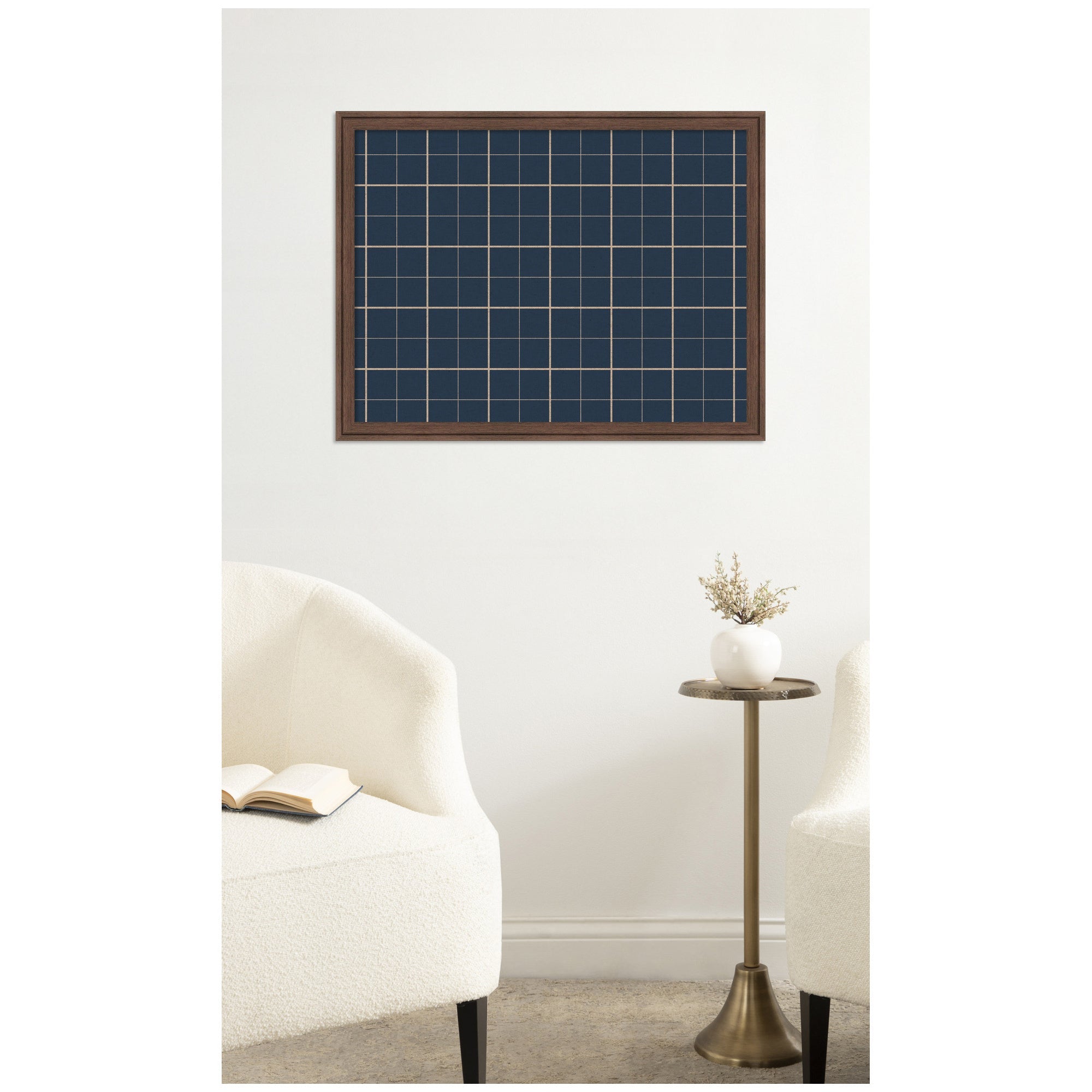 Framed Fabric Pinboard | Navy Blue Plaid - Multiple Sizes!