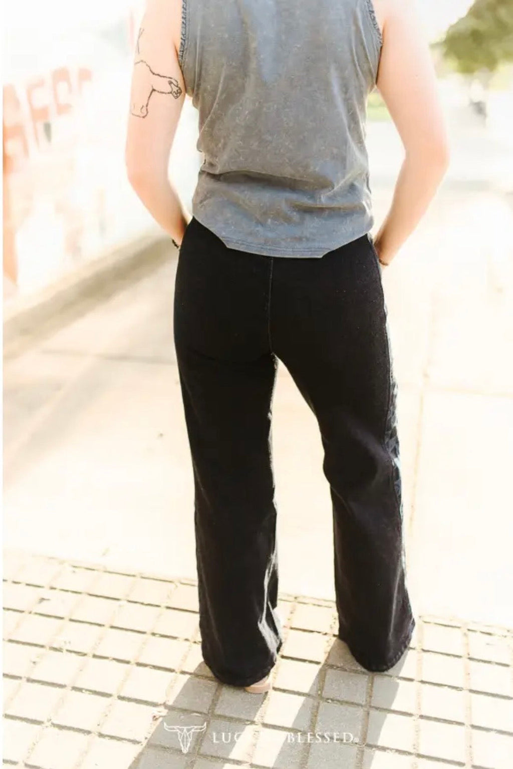 The Wild Side Checker Wide Leg Jeans