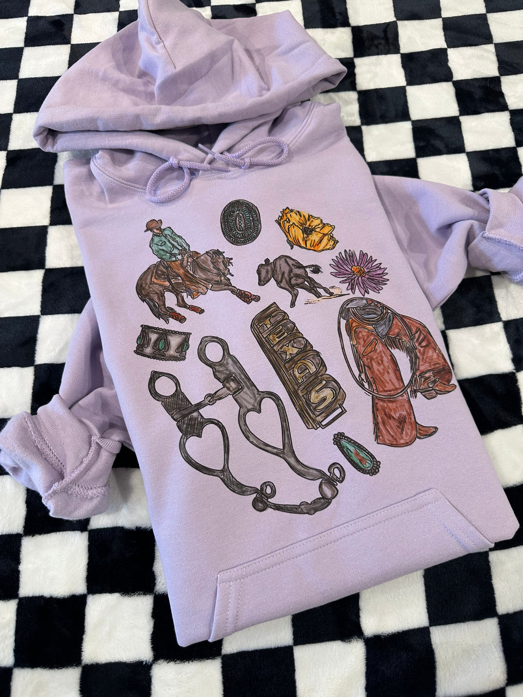 The Cowboy Texas Collage Hoodie - Purple