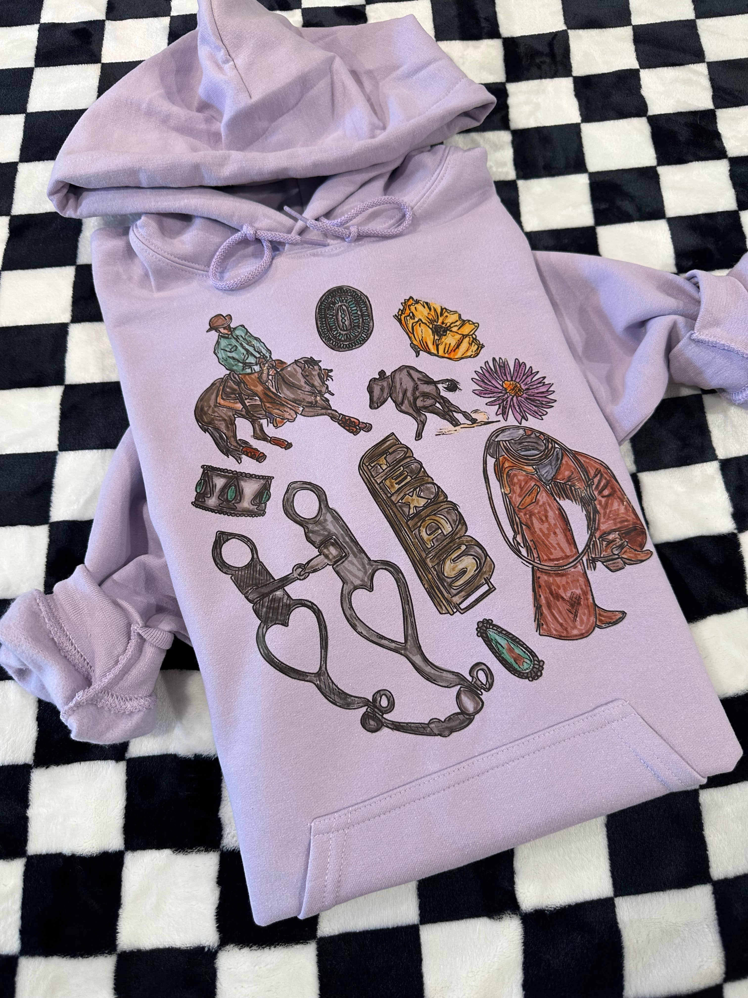The Cowboy Texas Collage Hoodie - Purple