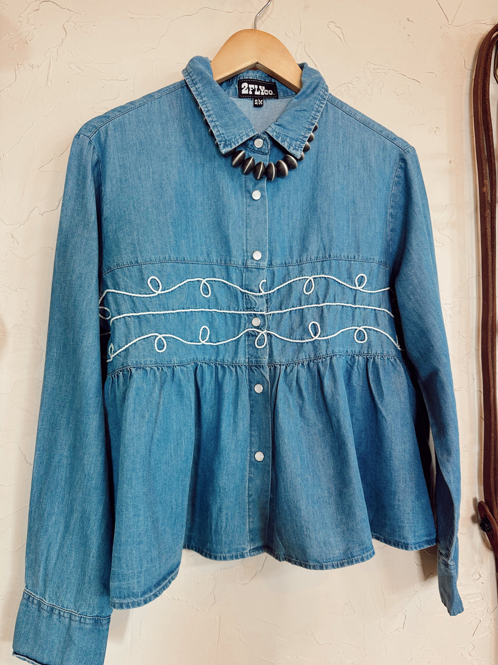 The Loopty Lou Long Sleeve Denim Top **L/XL