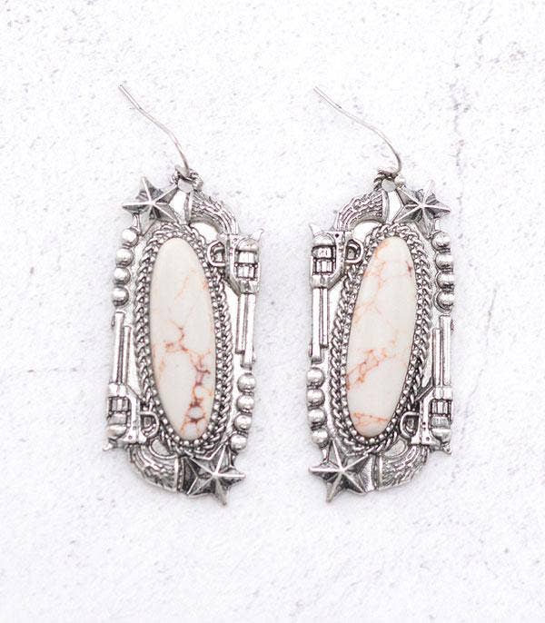 The Darcy Semi Stone Cowgirl Pistol Earrings