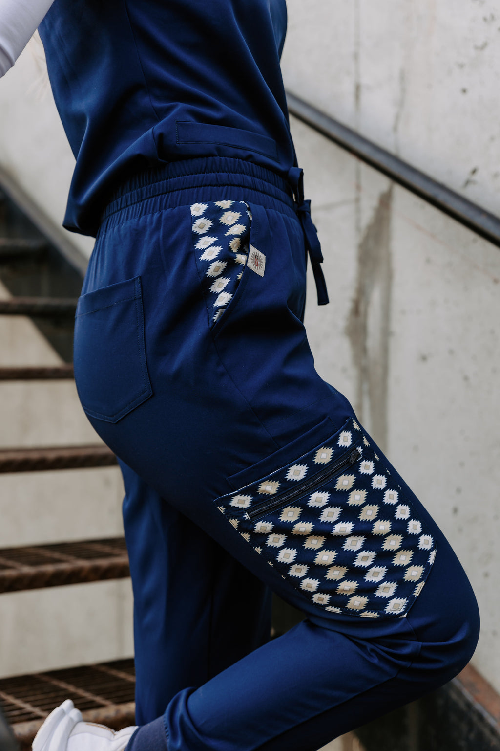 Navy Aztec Jogger Scrub Pants | Spurrin’ Scrubs