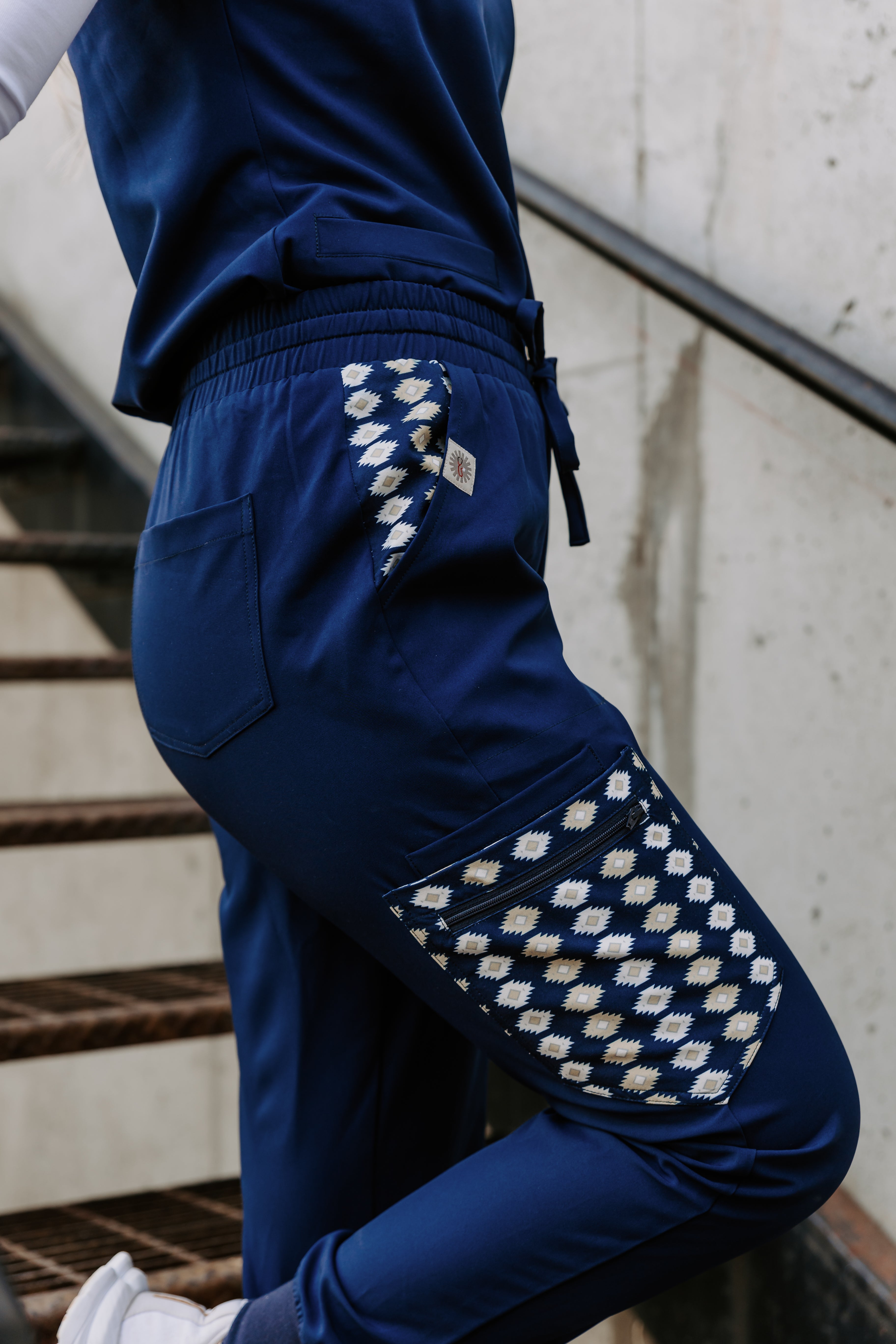 Navy Aztec Jogger Scrub Pants | Spurrin’ Scrubs