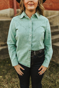 The Bit & Bridle Sage Pearl Snap Top