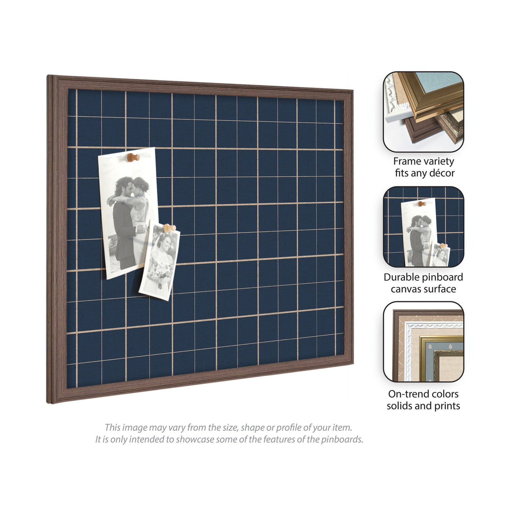 Framed Fabric Pinboard | Navy Blue Plaid - Multiple Sizes!