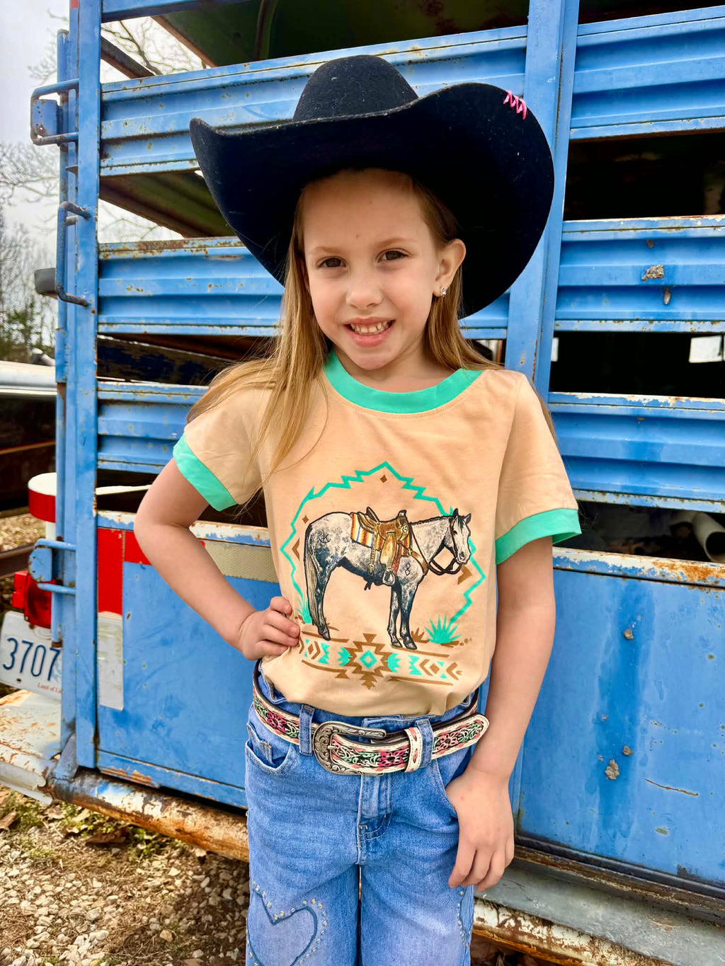 The Mini Turquoise Trail Ringer Tee