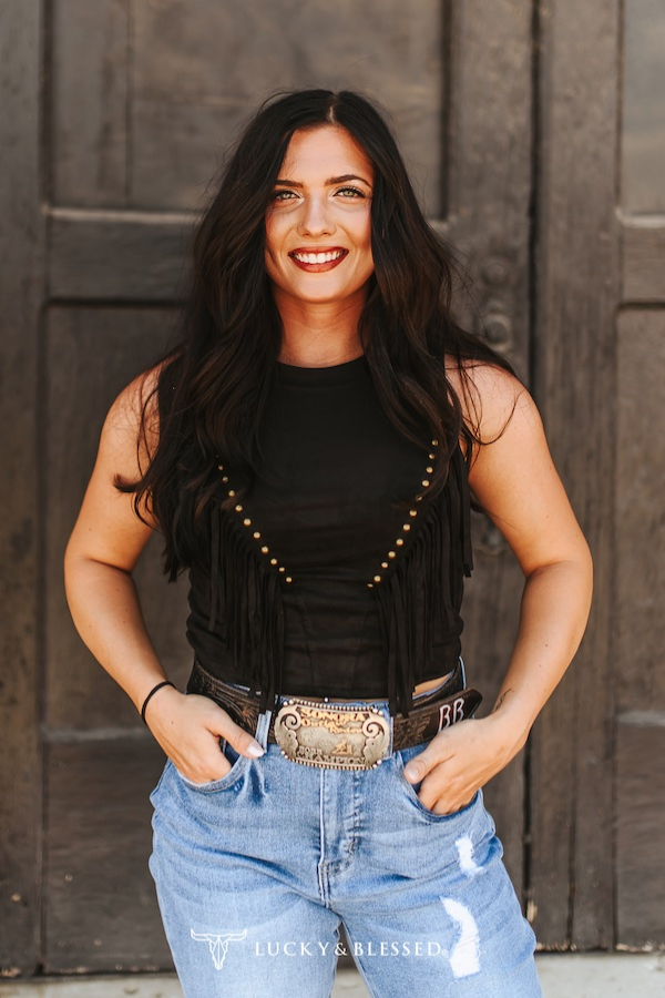 The Jillian Black Studded Fringe Tank Top