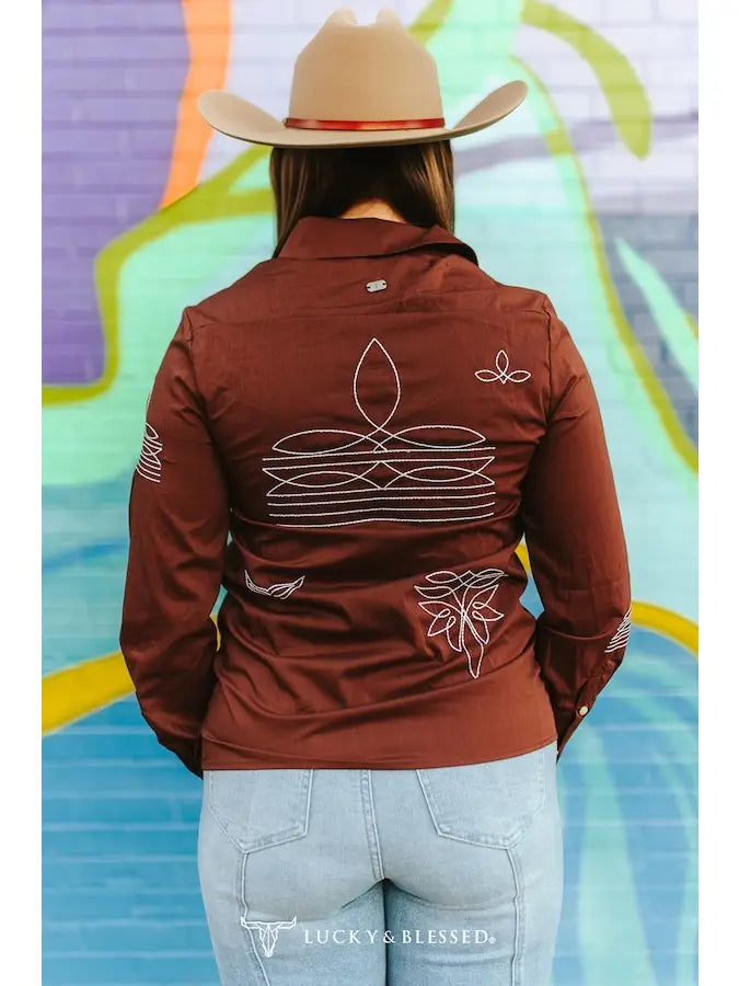 The Hadley Brown Boot-Stitch Pearl Snap Western Shirt