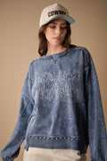 The Brooke Horse Embroidery Stud Sweatshirt
