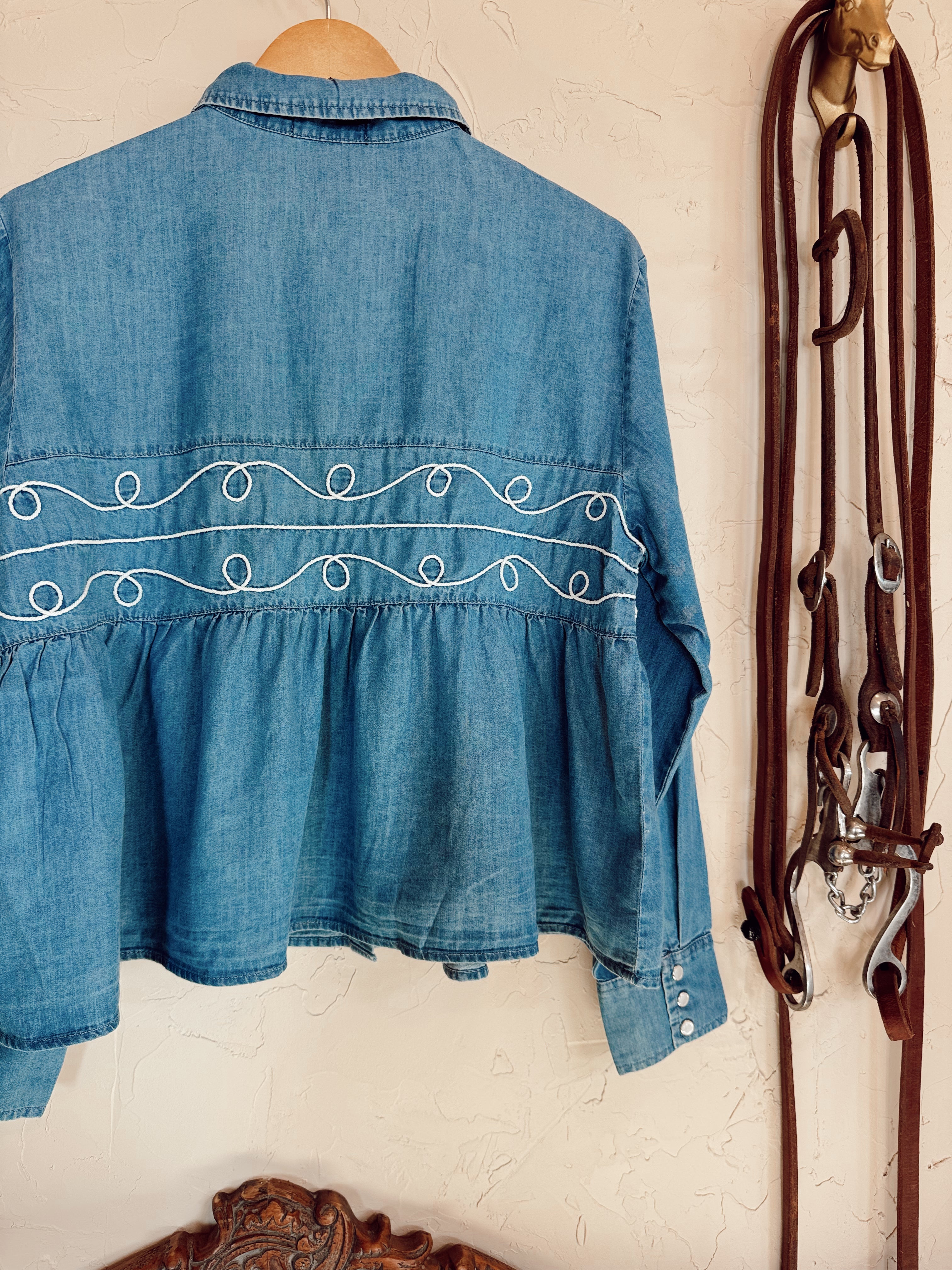 The Loopty Lou Long Sleeve Denim Top **L/XL
