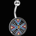 Red Blue Yellow Southwestern Powerful Medallion Belly Ring