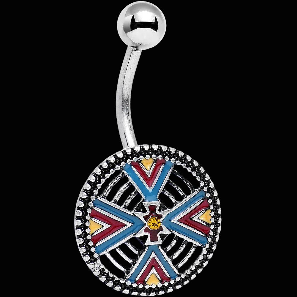 Red Blue Yellow Southwestern Powerful Medallion Belly Ring