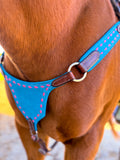 Hustle and Home Pink on Turquoise BuckStich Betty Bikini Breast Collar