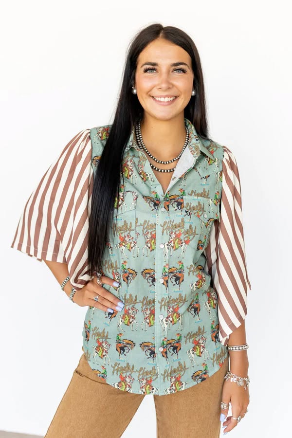 The Howdy Honey Flutter Sleeve Top