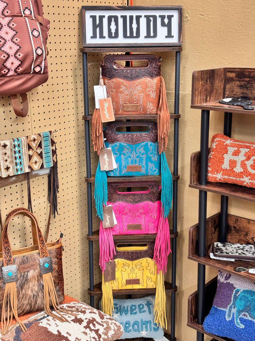 Wrangler Top Handle Embroidered Fringe Tote/Crossbody - Multiple Colors!