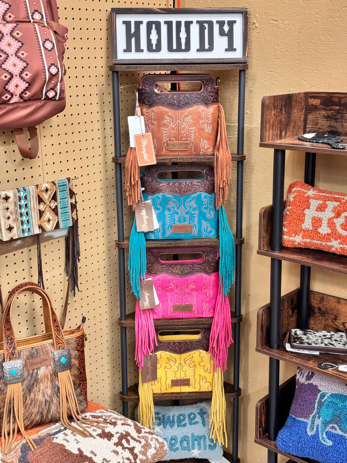 Wrangler Top Handle Embroidered Fringe Tote/Crossbody - Multiple Colors!