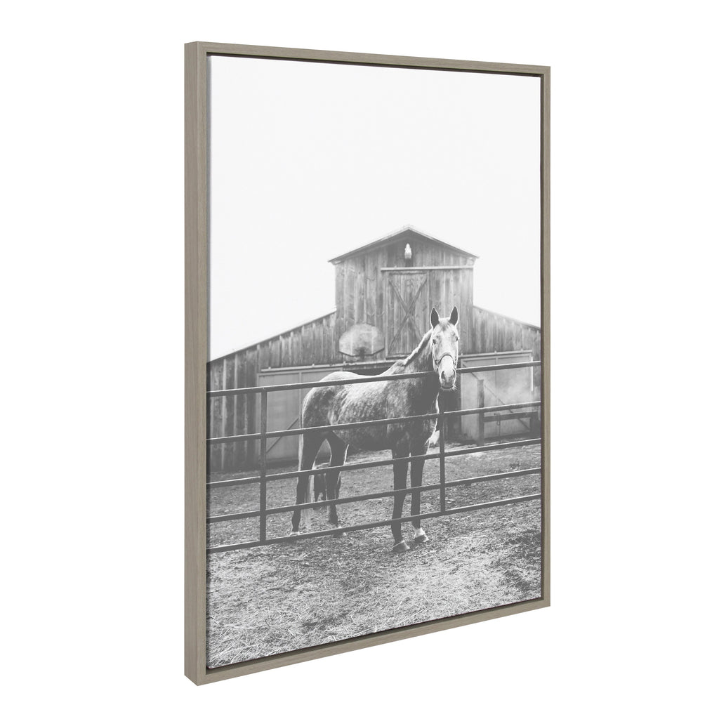 Sylvie Modern Farmhouse Horse Black and White Framed Canvas by Patricia Hasz
