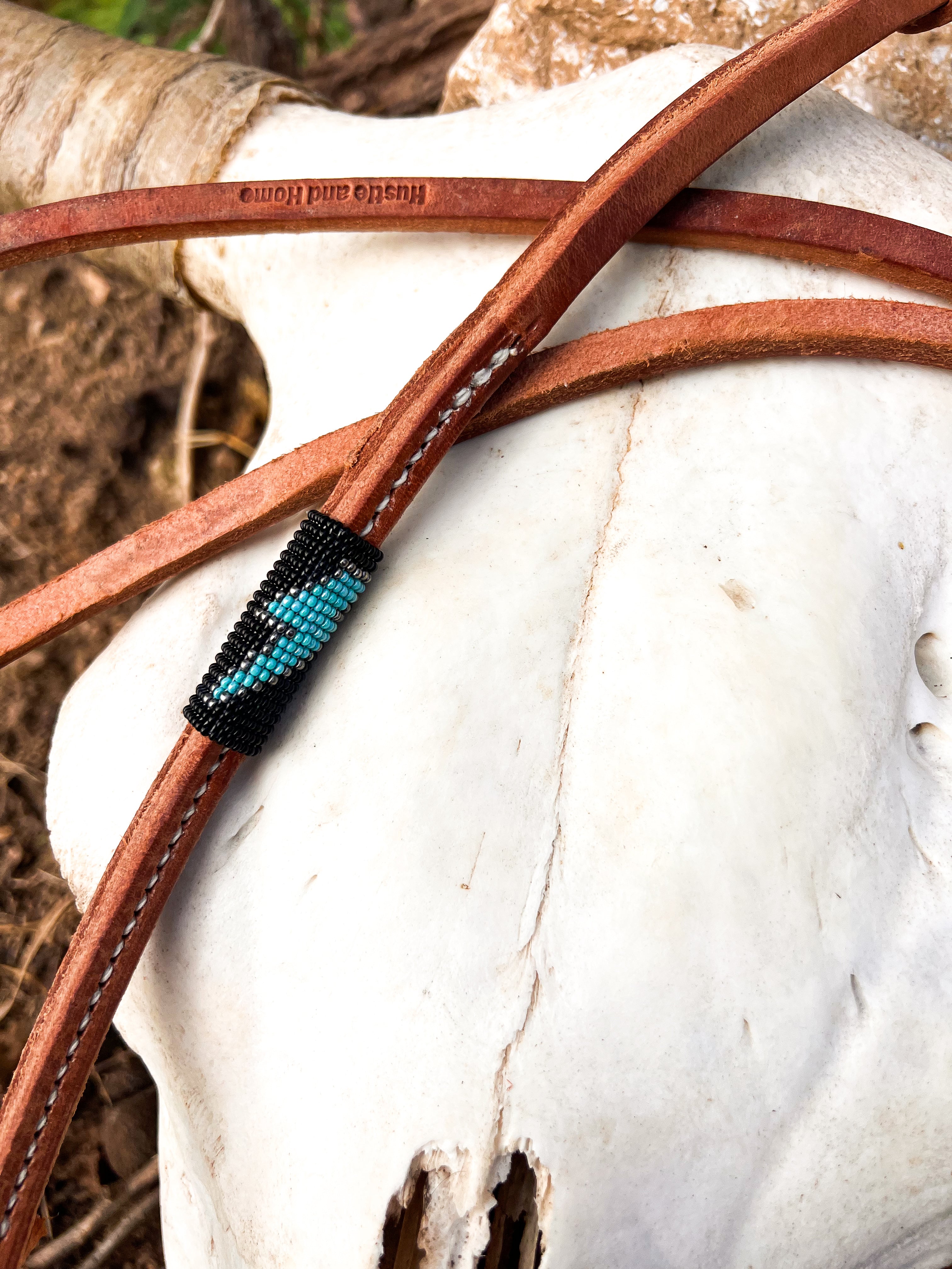 Hustle and Home Turquoise Bolt *Mini* Beaded Whip