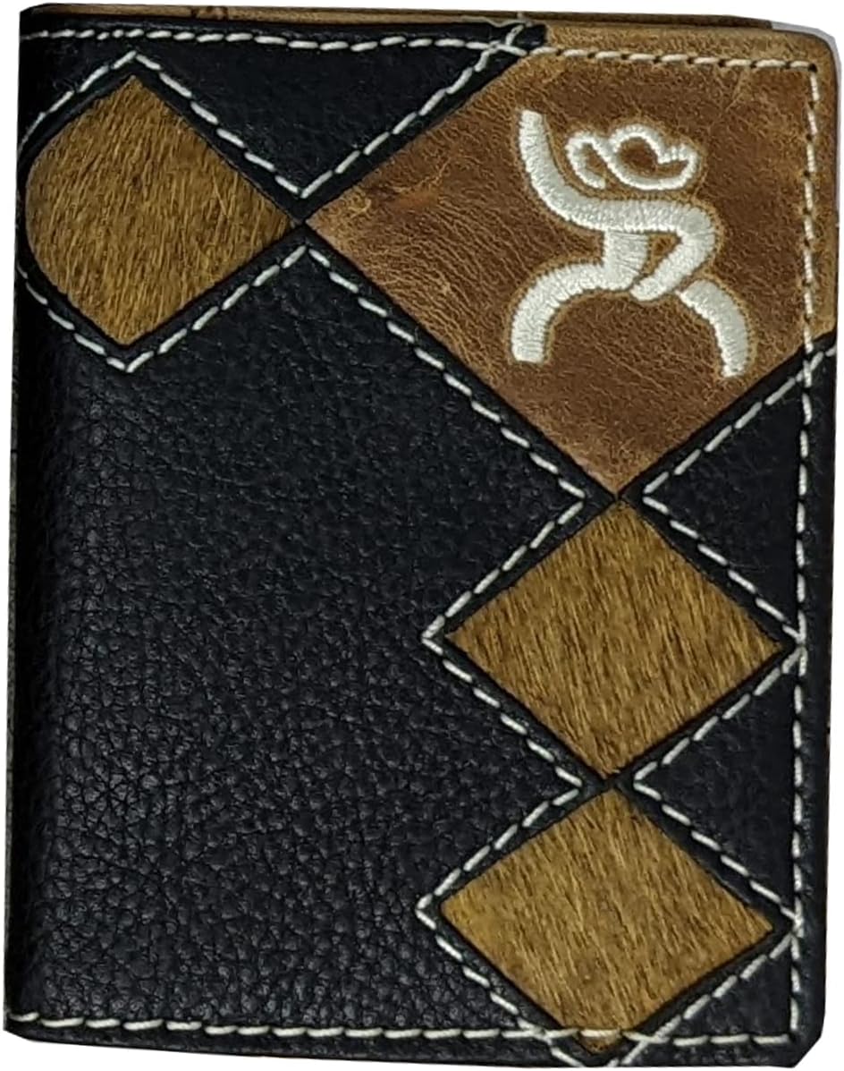 HOOey Diamond Patchwork Cowhide - Men's Bifold Money Clip Wallet
