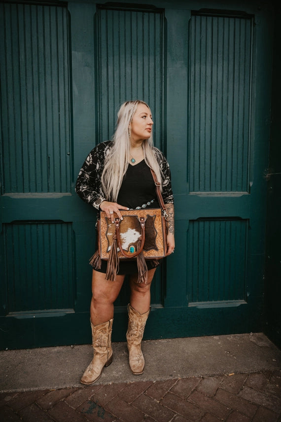 Western Elegance Cowhide Handbag