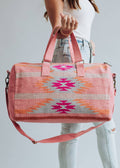 Aztec Print Cotton Duffel Bag — Orange, Pink & Slate