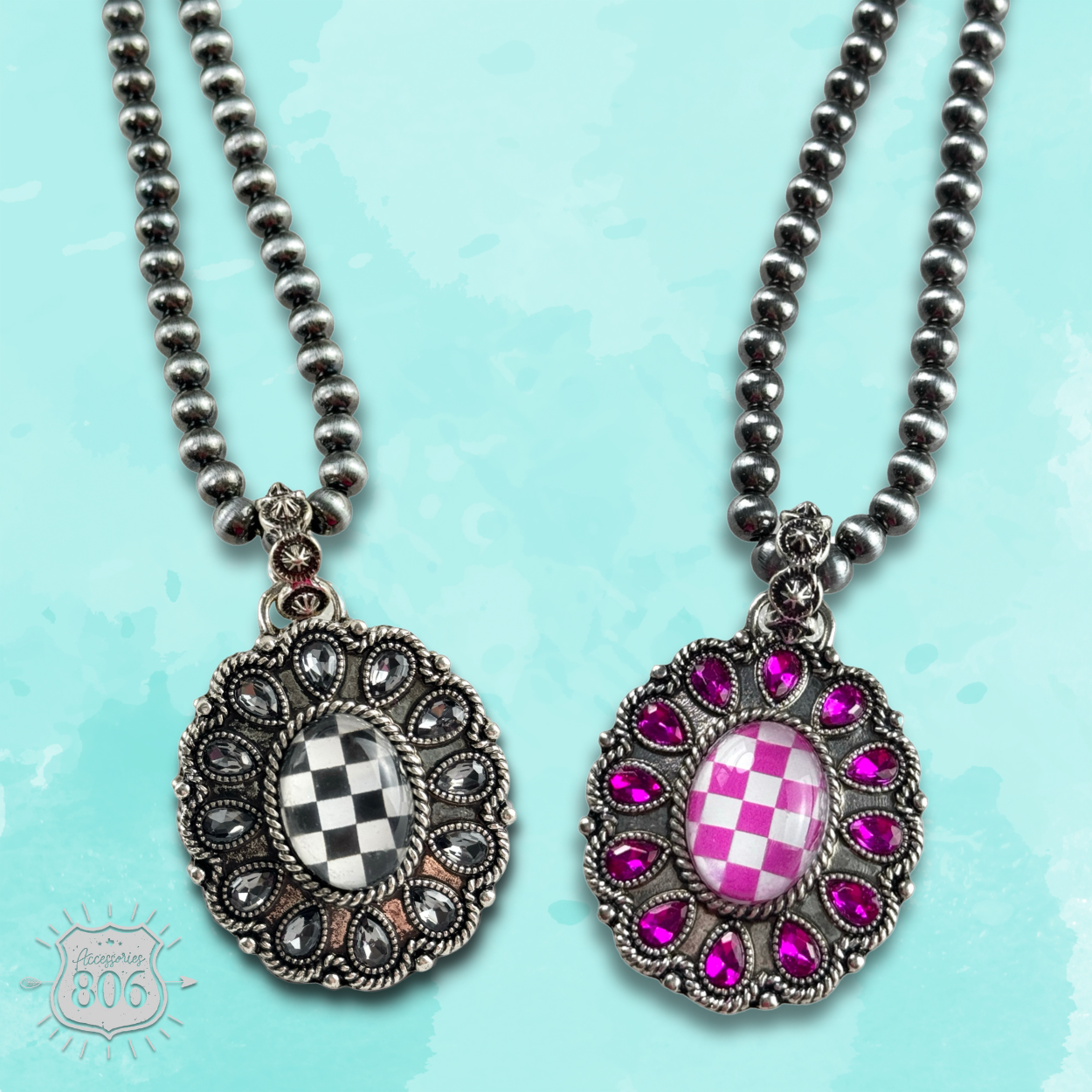 The Sylvie Western Oval Rhinestone Necklace - Two Colors!