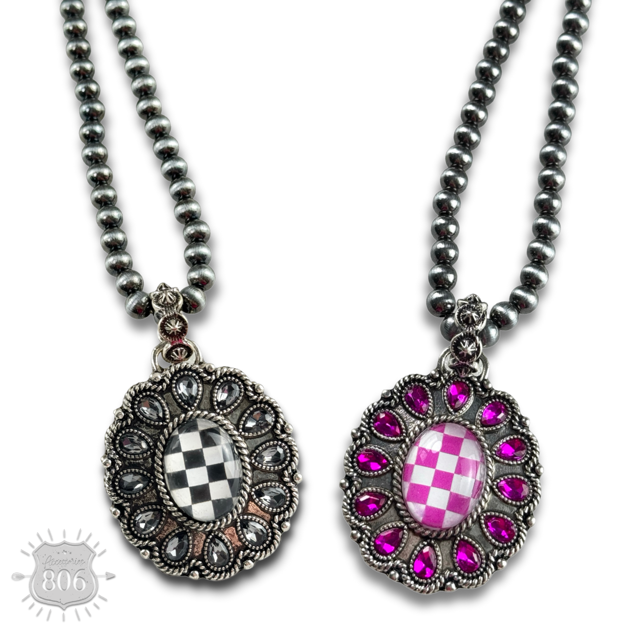 The Sylvie Western Oval Rhinestone Necklace - Two Colors!