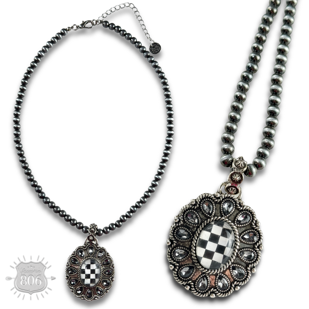 The Sylvie Western Oval Rhinestone Necklace - Two Colors!