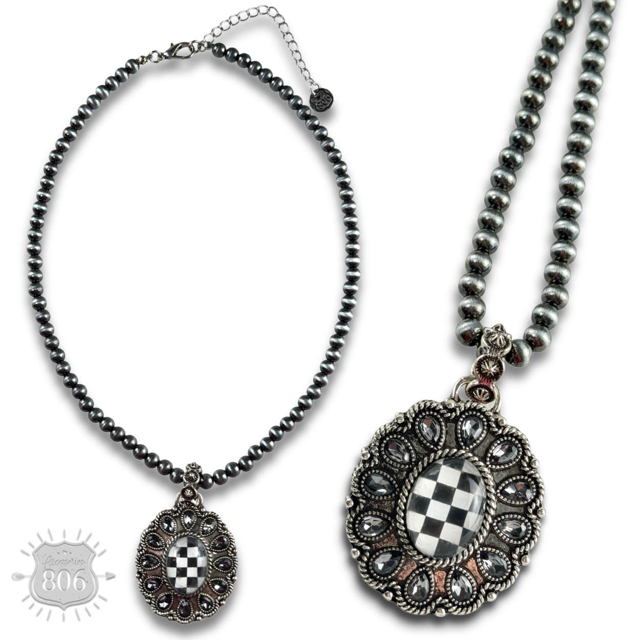 The Sylvie Western Oval Rhinestone Necklace - Two Colors!