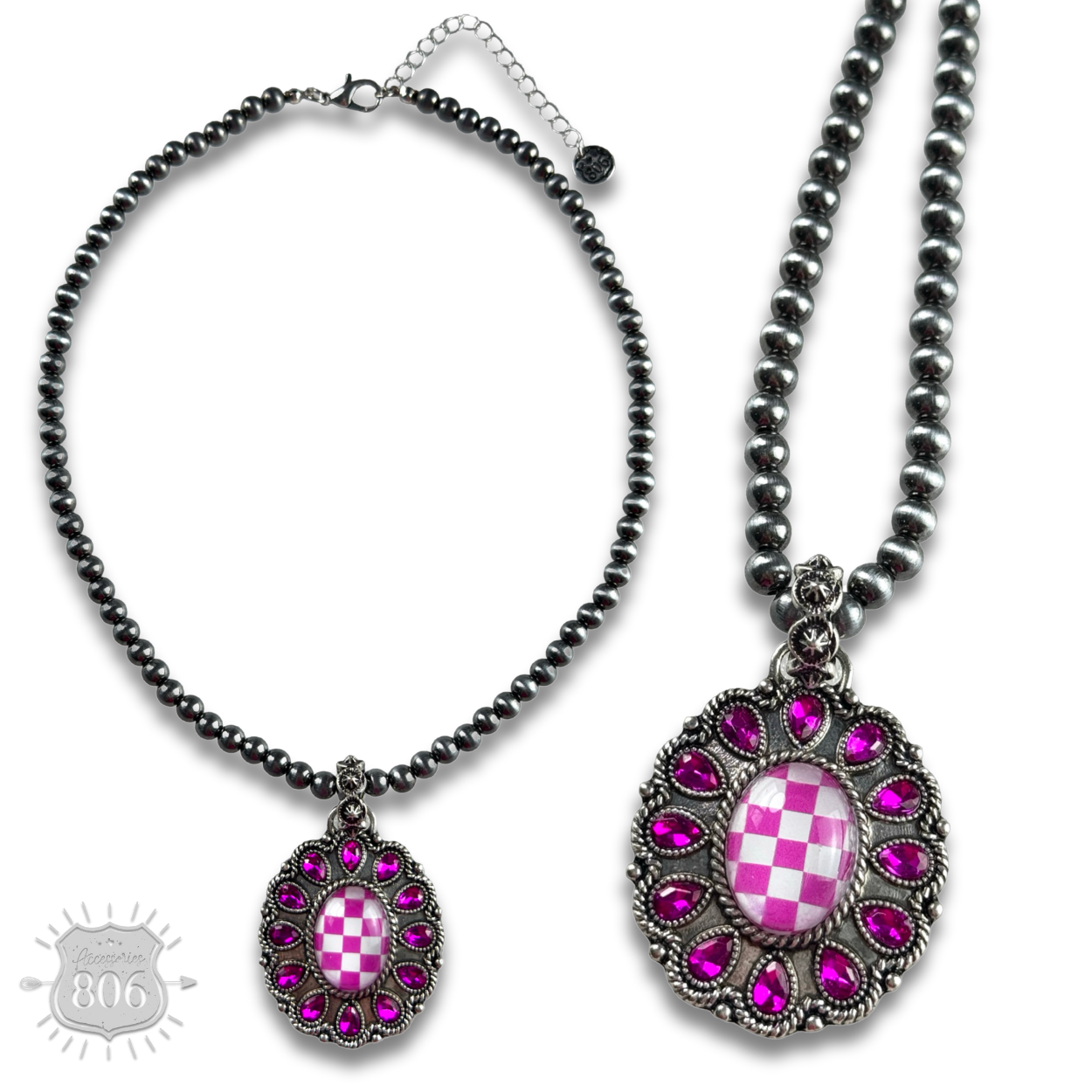 The Sylvie Western Oval Rhinestone Necklace - Two Colors!