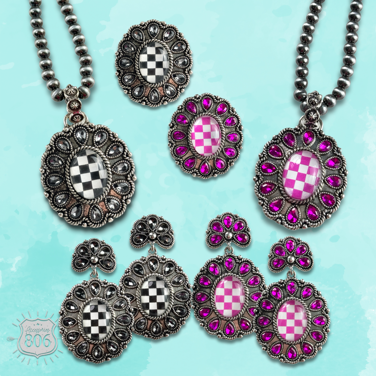 The Sylvie Western Oval Rhinestone Necklace - Two Colors!